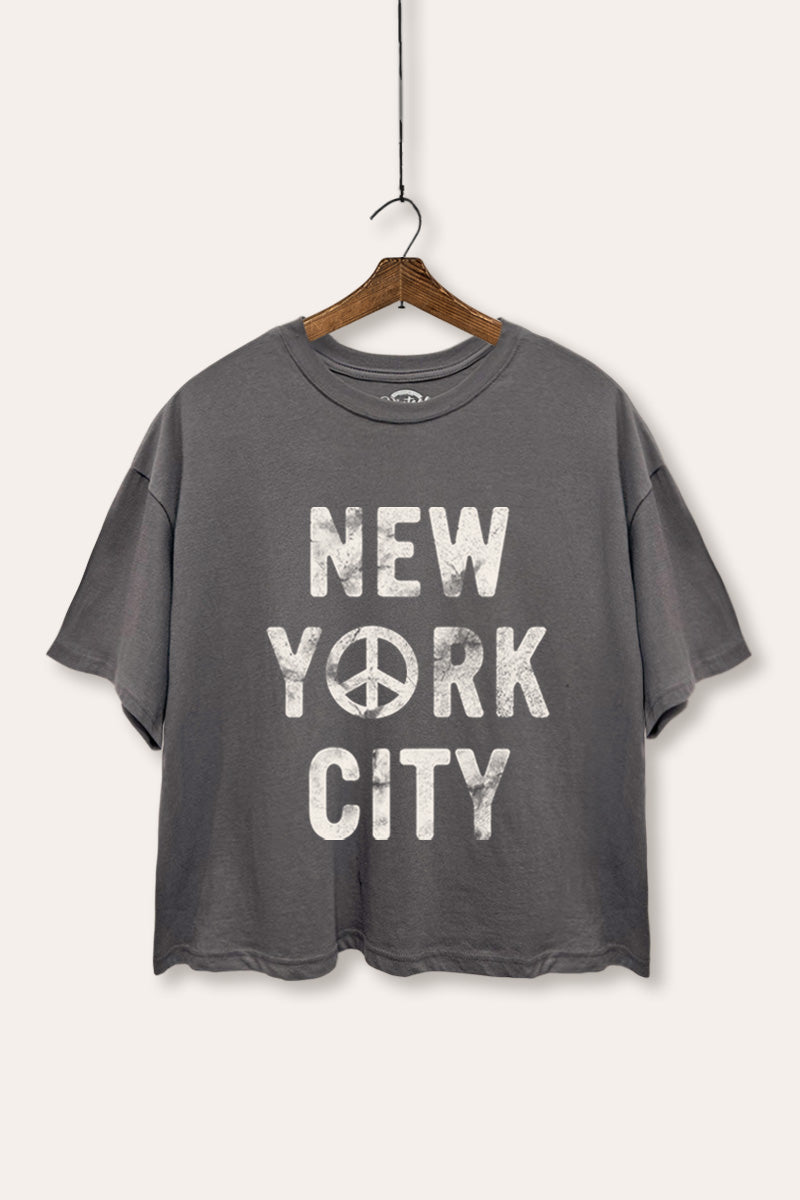 "new york city" graphic boxy crop top