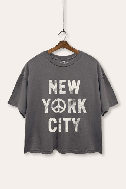 "new york city" graphic boxy crop top