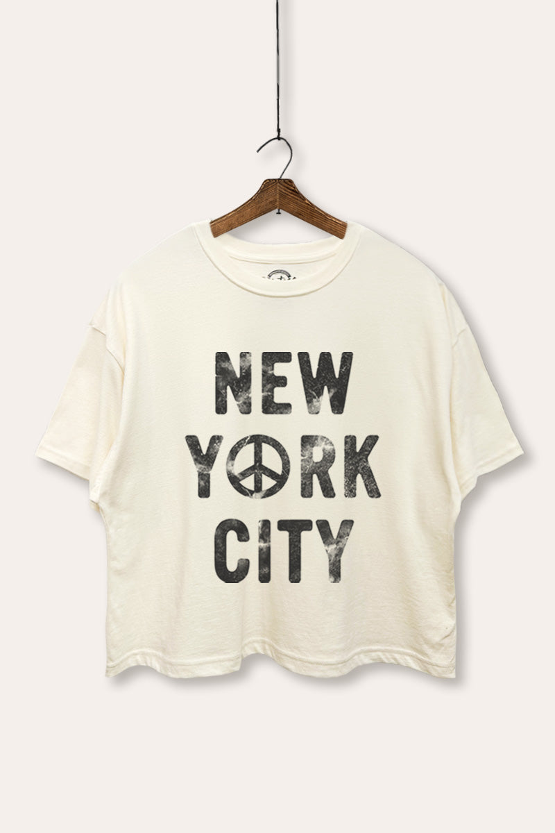 "new york city" graphic boxy crop top