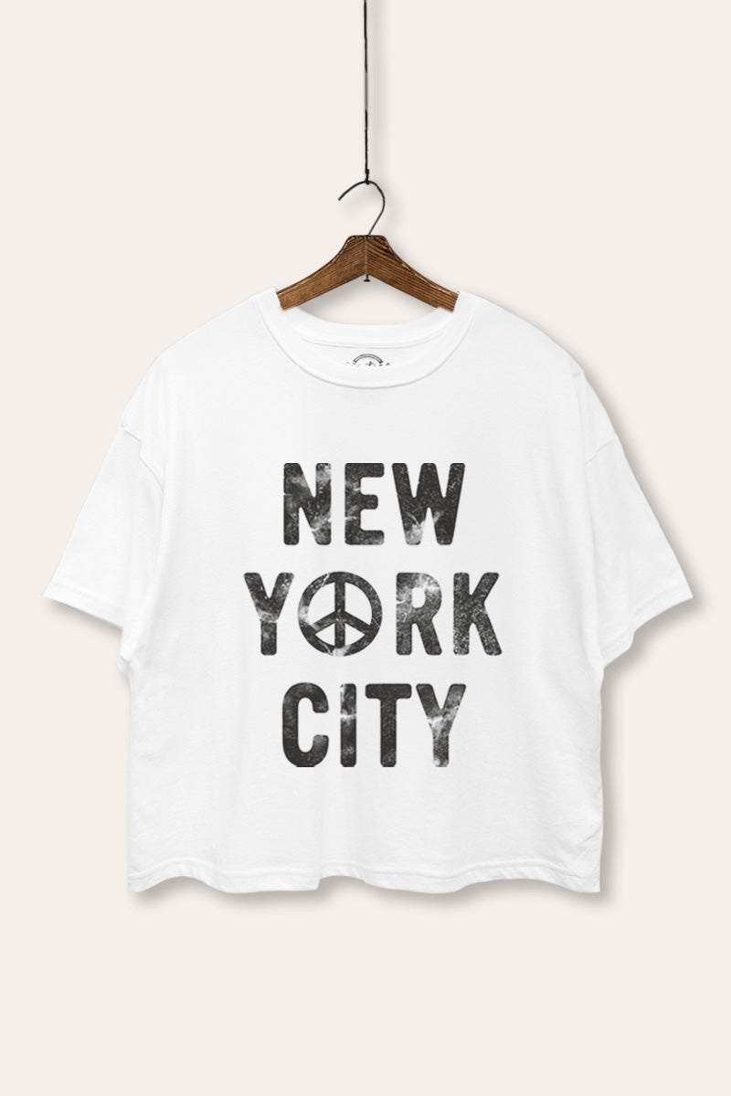 "new york city" graphic boxy crop top