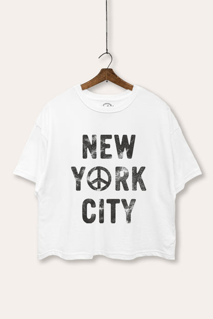 "new york city" graphic boxy crop top