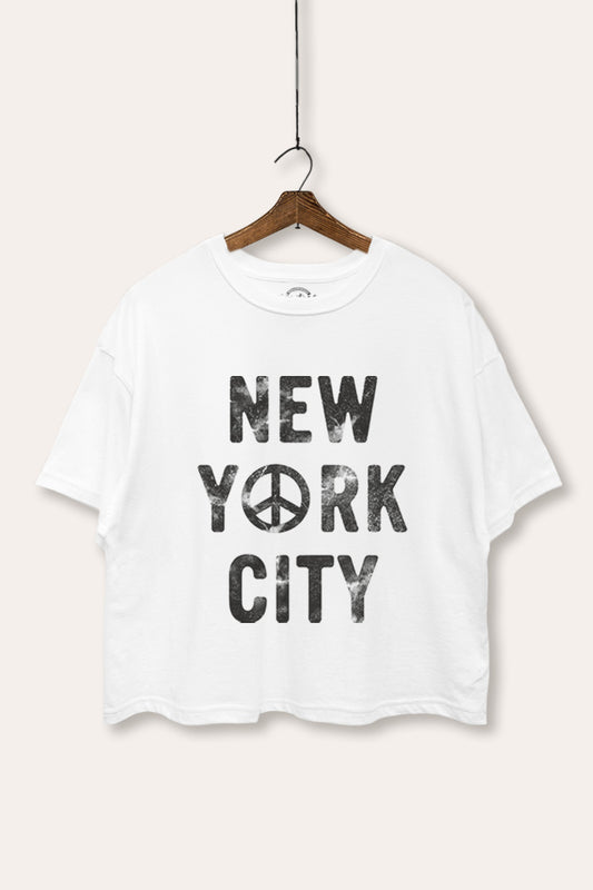 "new york city" graphic boxy crop top