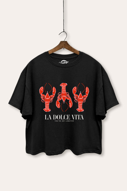 The Sweet Life Lobster Coastal Graphic Boxy Crop Top