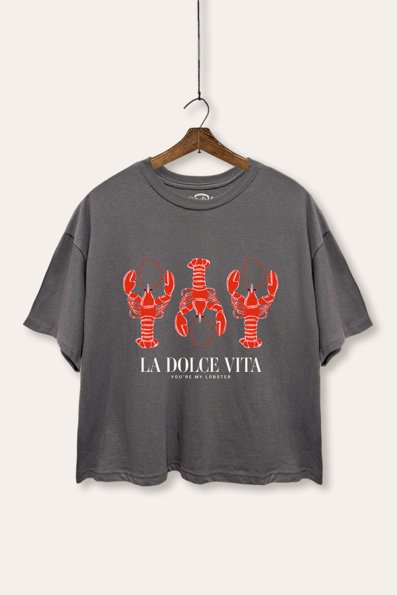 The Sweet Life Lobster Coastal Graphic Boxy Crop Top