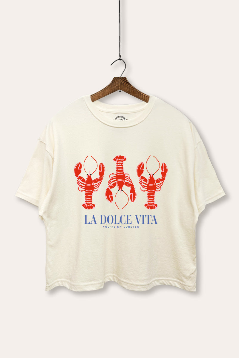 The Sweet Life Lobster Coastal Graphic Boxy Crop Top