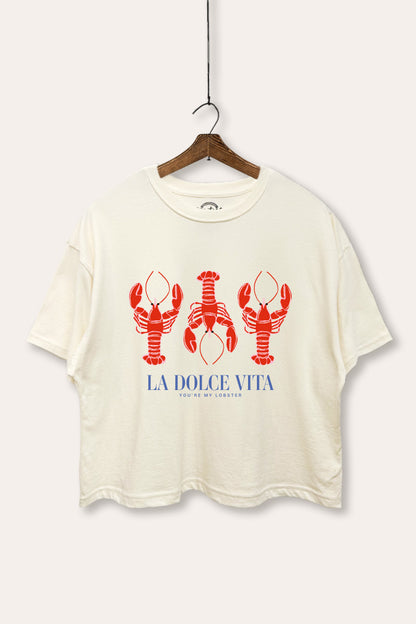 The Sweet Life Lobster Coastal Graphic Boxy Crop Top