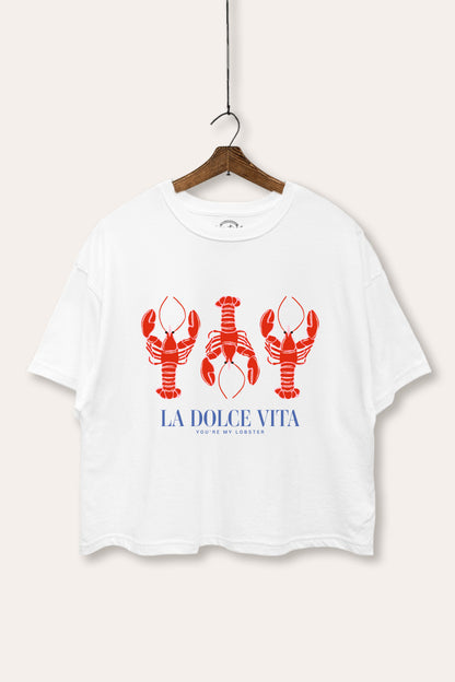 The Sweet Life Lobster Coastal Graphic Boxy Crop Top