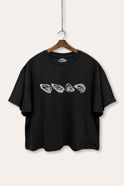 Oyster Coastal Graphic Boxy Crop Top