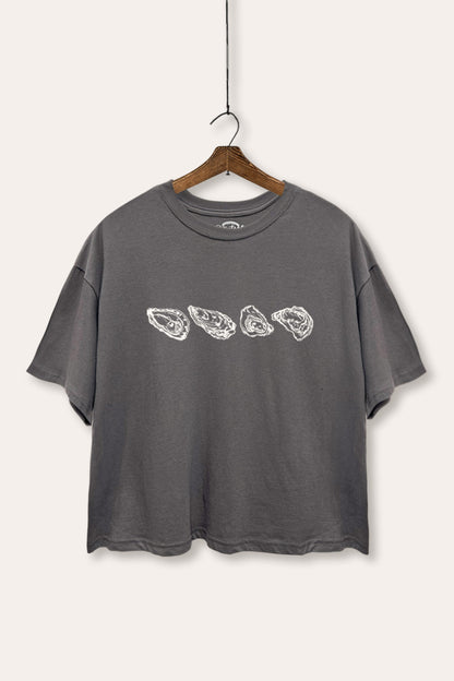 Oyster Coastal Graphic Boxy Crop Top