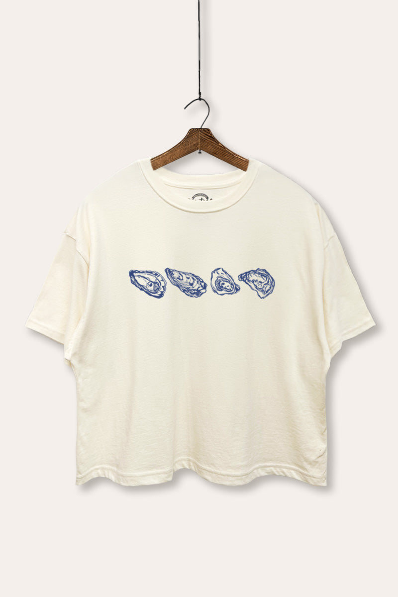 Oyster Coastal Graphic Boxy Crop Top