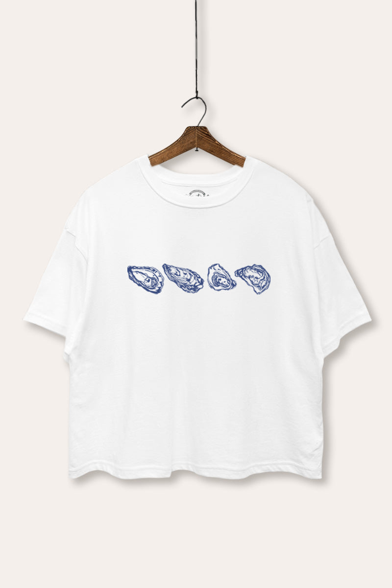 Oyster Coastal Graphic Boxy Crop Top
