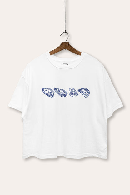 Oyster Coastal Graphic Boxy Crop Top