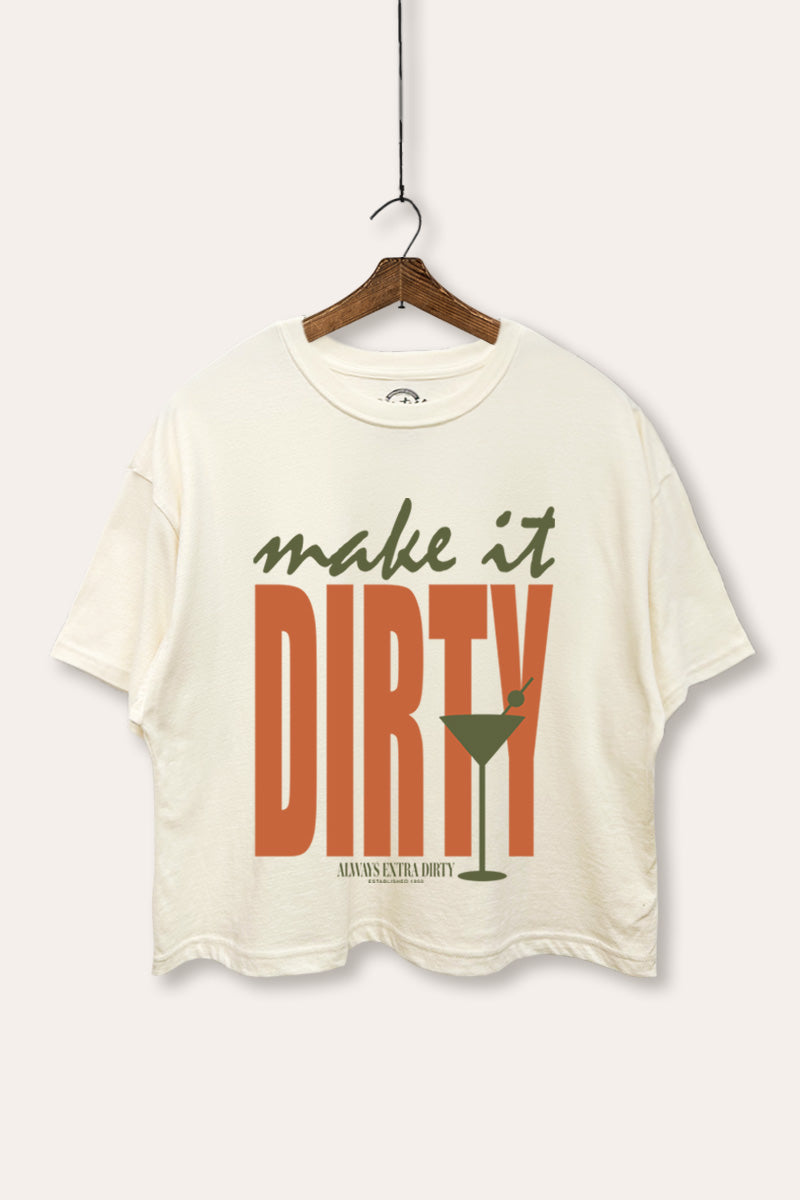 Make It Dirty Martini Graphic Boxy Crop Top