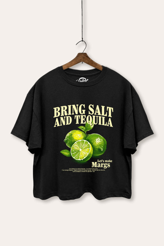 Salt Tequila & Margarita Graphic Boxy Crop Top