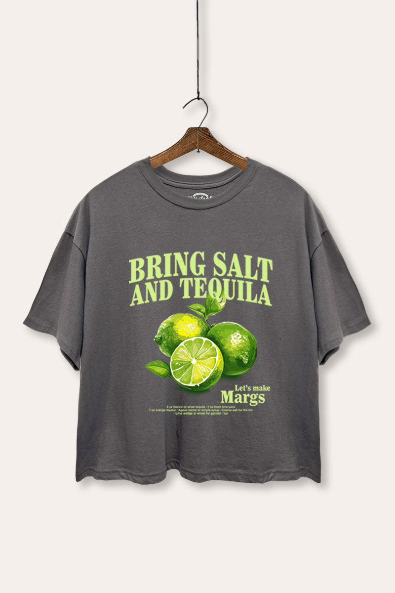 Salt Tequila & Margarita Graphic Boxy Crop Top