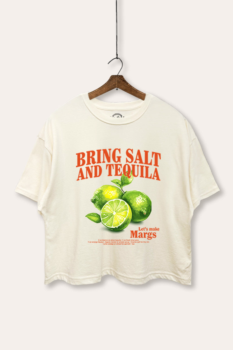 Salt Tequila & Margarita Graphic Boxy Crop Top