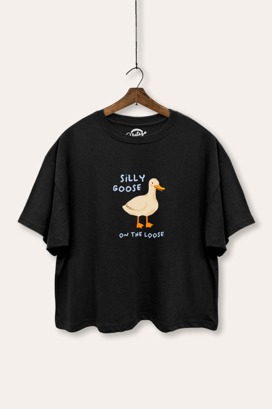 Silly Goose Pastel Graphic Boxy Crop Top