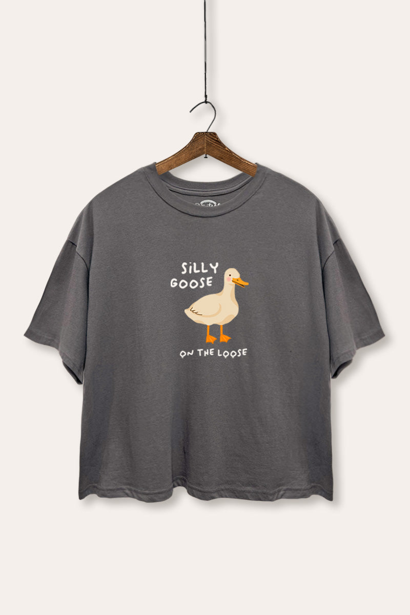 Silly Goose Pastel Graphic Boxy Crop Top