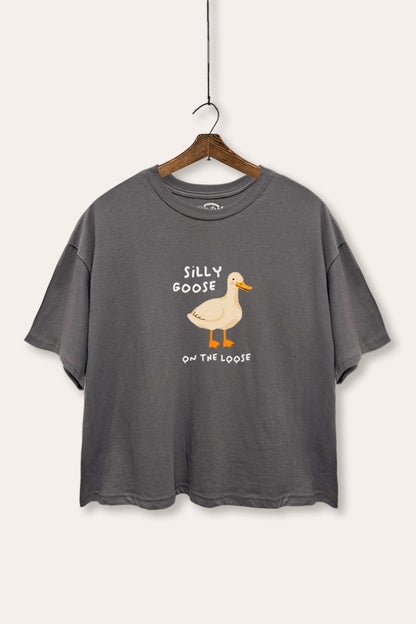 Silly Goose Pastel Graphic Boxy Crop Top