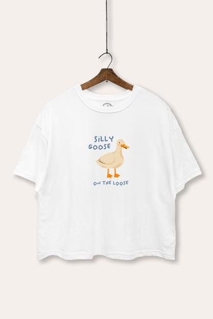 Silly Goose Pastel Graphic Boxy Crop Top