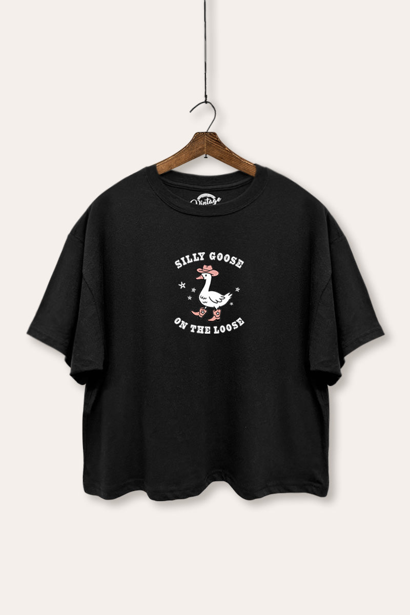 Silly Goose Western Graphic Boxy Crop Top