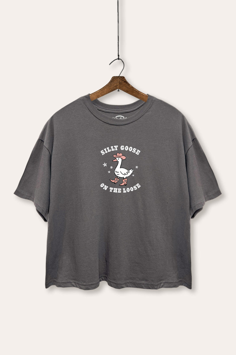 Silly Goose Western Graphic Boxy Crop Top