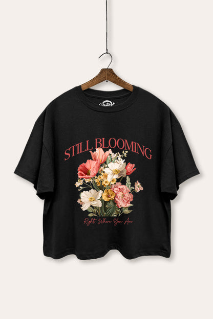 Still Blooming Flower Bouquet Graphic Boxy Crop Top