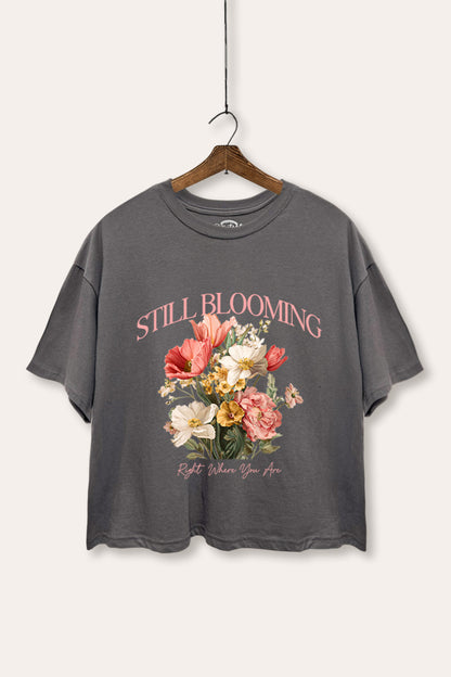 Still Blooming Flower Bouquet Graphic Boxy Crop Top