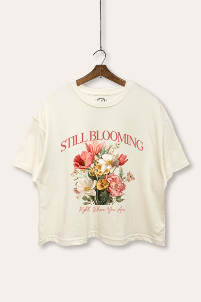 Still Blooming Flower Bouquet Graphic Boxy Crop Top