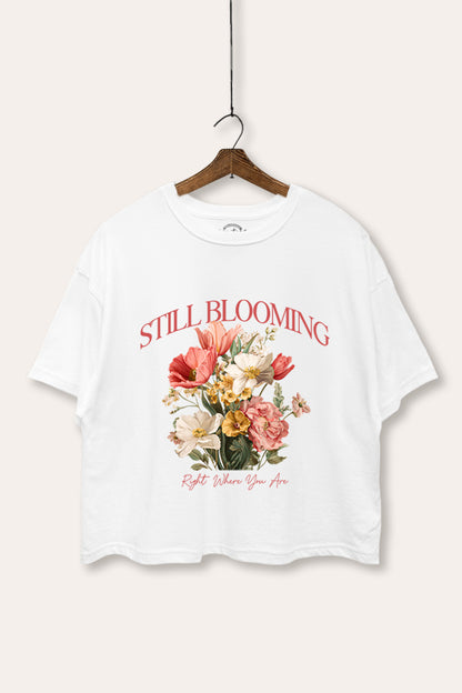 Still Blooming Flower Bouquet Graphic Boxy Crop Top