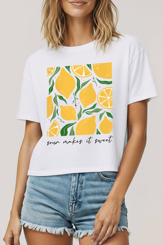 Sour & Sweet Lemon Fruit Graphic Boxy Crop Top