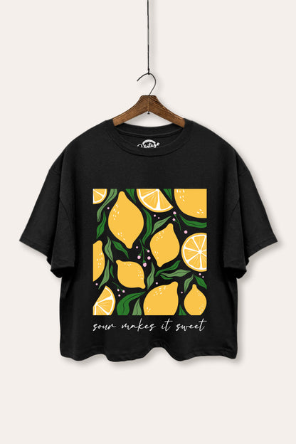 Sour & Sweet Lemon Fruit Graphic Boxy Crop Top