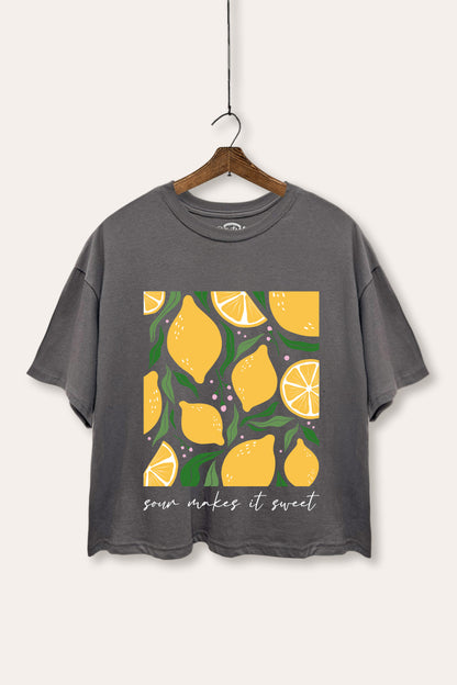 Sour & Sweet Lemon Fruit Graphic Boxy Crop Top