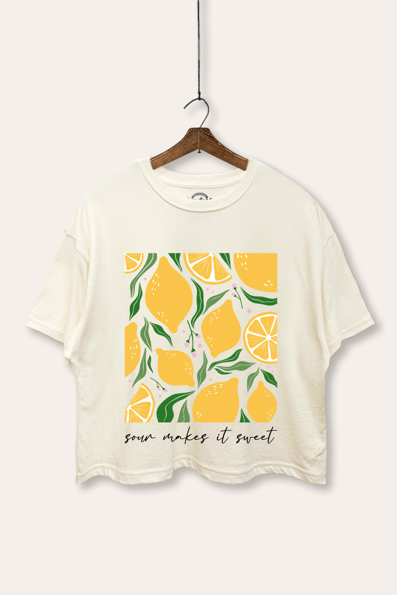 Sour & Sweet Lemon Fruit Graphic Boxy Crop Top
