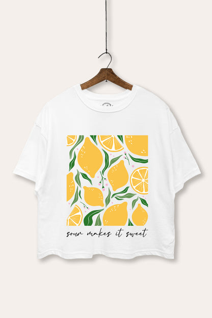 Sour & Sweet Lemon Fruit Graphic Boxy Crop Top