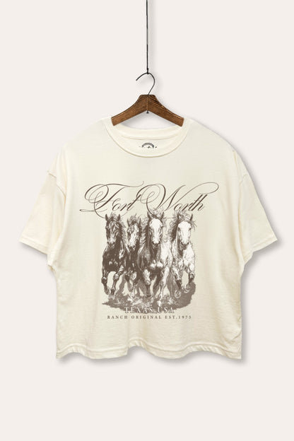 Fort Worth Texas Horses Graphic Boxy Crop Top