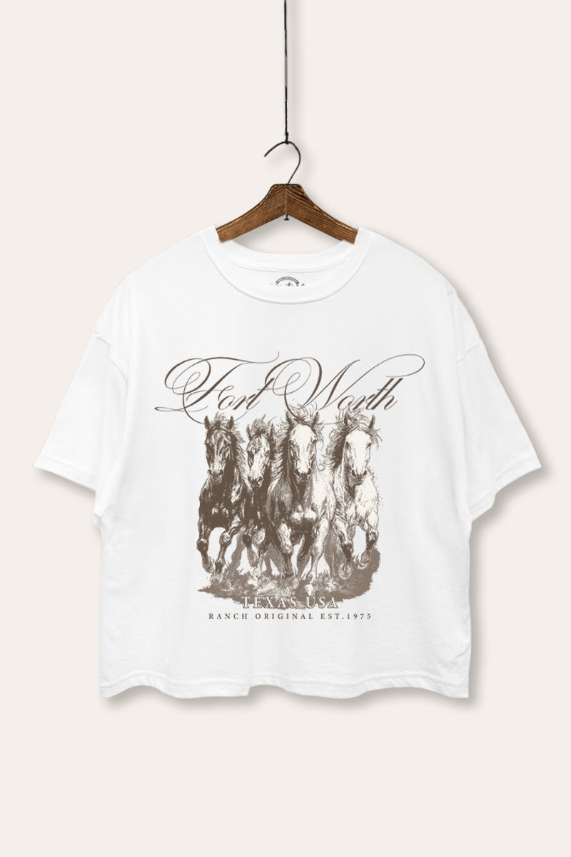 Fort Worth Texas Horses Graphic Boxy Crop Top