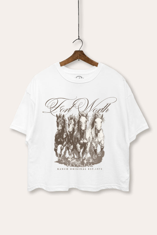 Fort Worth Texas Horses Graphic Boxy Crop Top