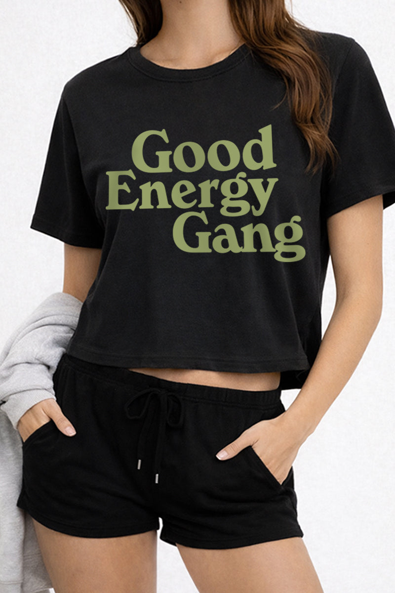 Good Energy Gang Typography Boxy Crop Top