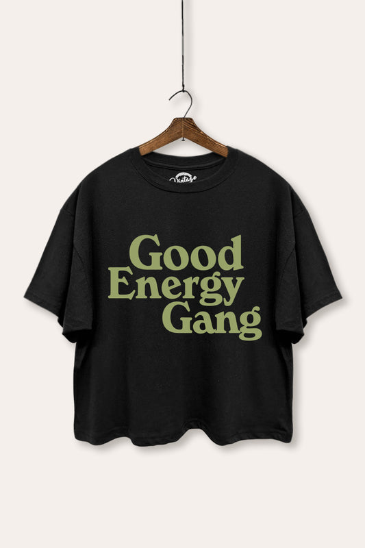 Good Energy Gang Typography Boxy Crop Top