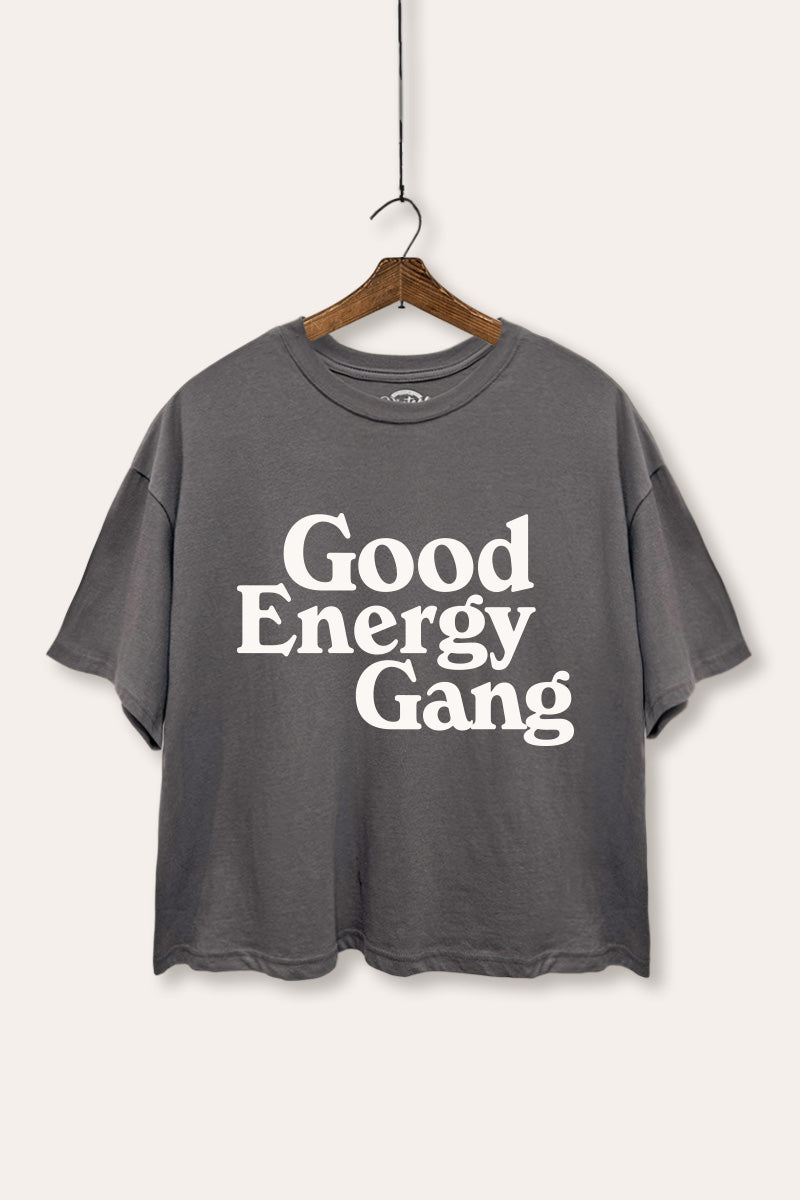 Good Energy Gang Typography Boxy Crop Top