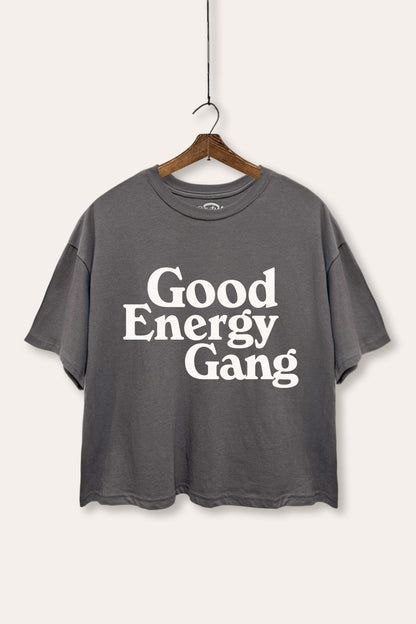 Good Energy Gang Typography Boxy Crop Top