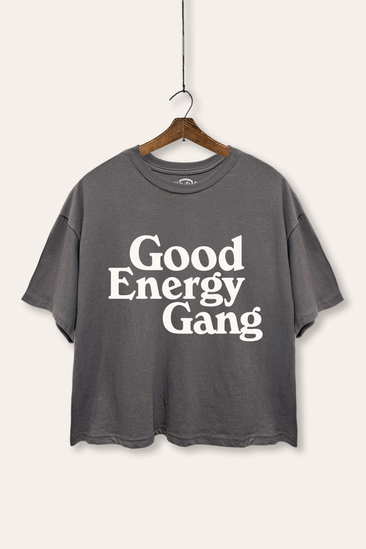 Good Energy Gang Typography Boxy Crop Top