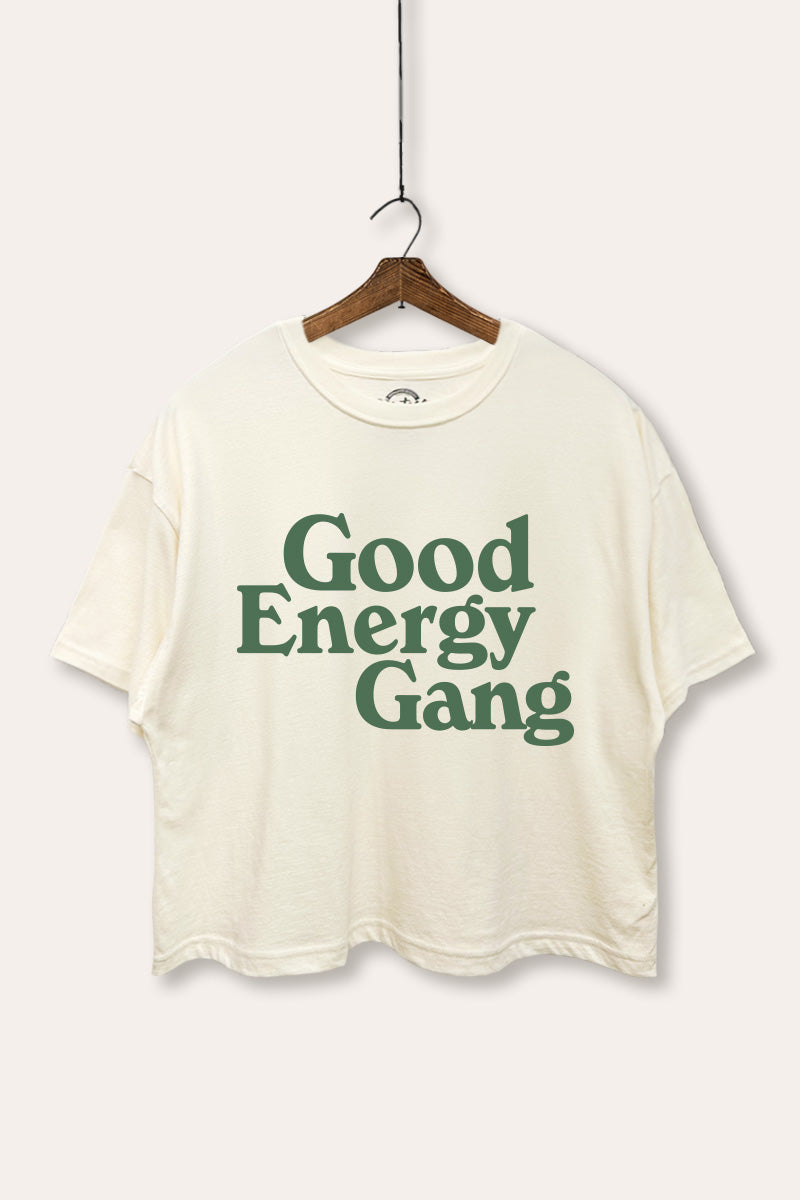 Good Energy Gang Typography Boxy Crop Top