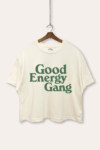 Good Energy Gang Typography Boxy Crop Top