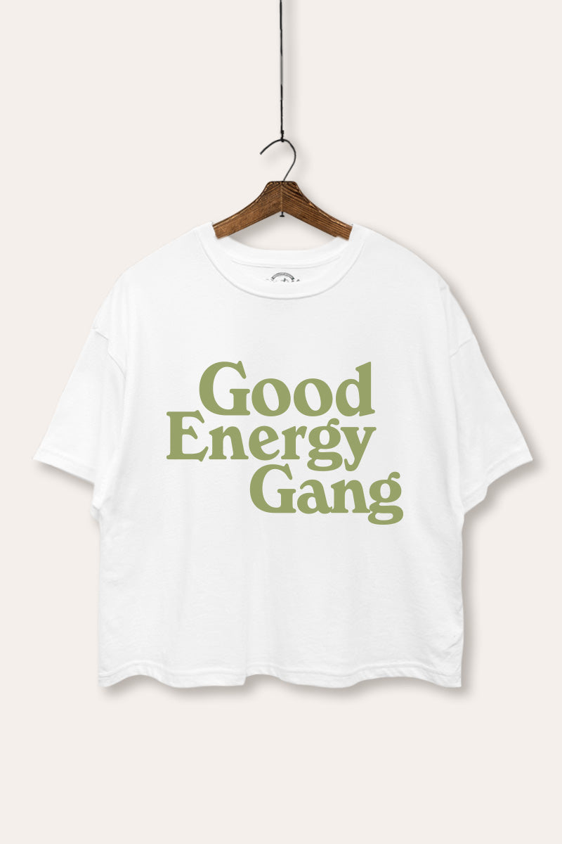 Good Energy Gang Typography Boxy Crop Top