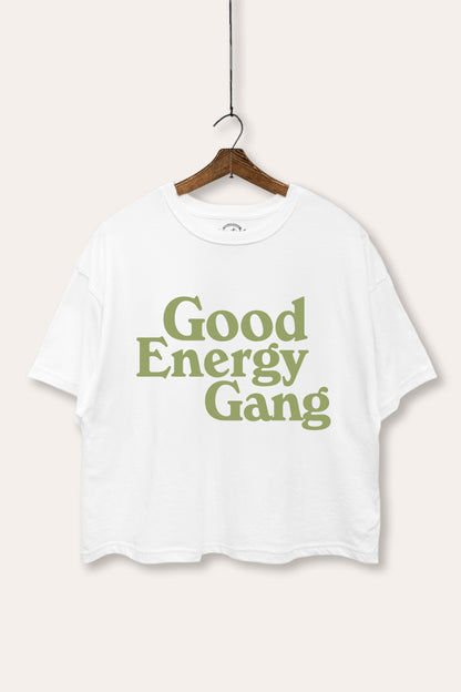 Good Energy Gang Typography Boxy Crop Top