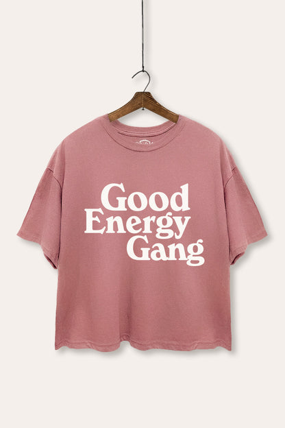 Good Energy Gang Typography Boxy Crop Top