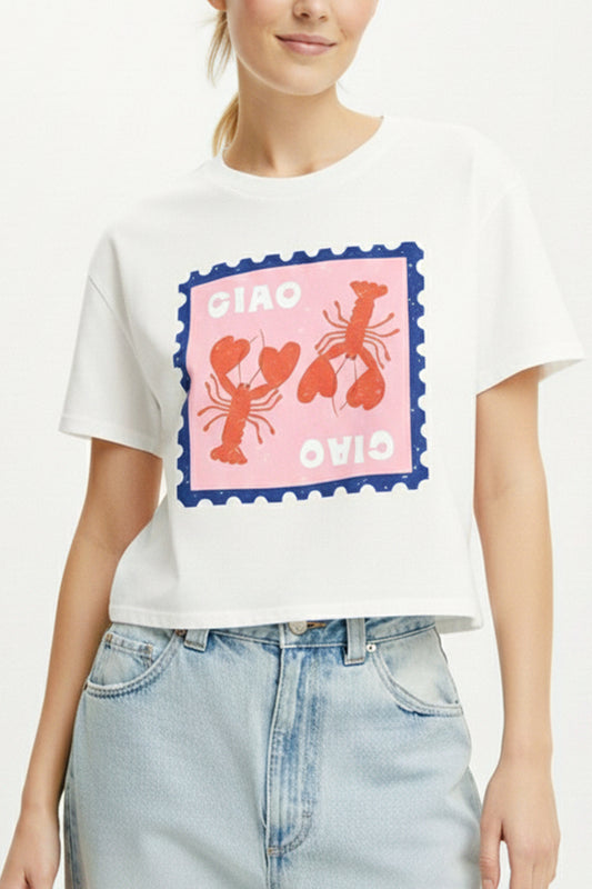 Ciao Lobster Graphic Boxy Crop Top