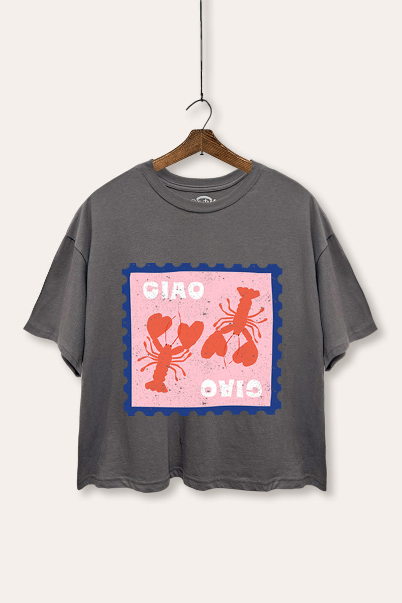 Ciao Lobster Graphic Boxy Crop Top